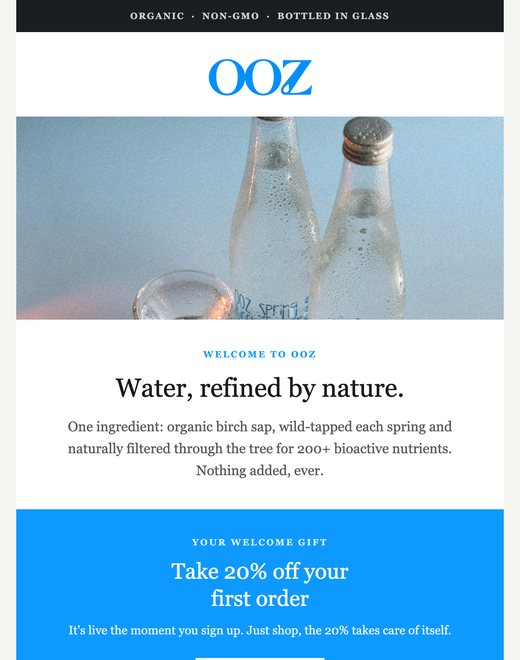 Welcome email built for OOZ